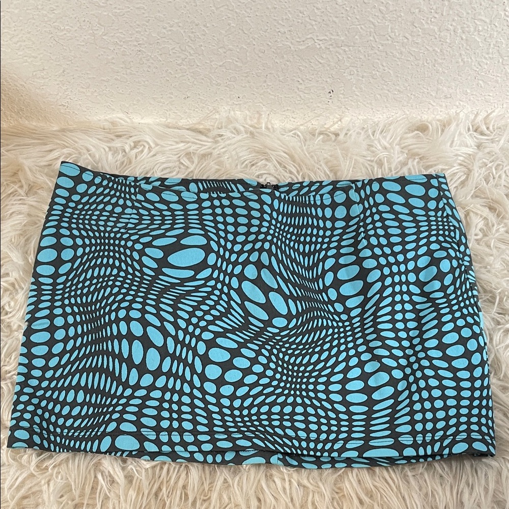 MOTEL Rocks Blue & Black Mini Skirt Size Medium - Picture 4 of 11